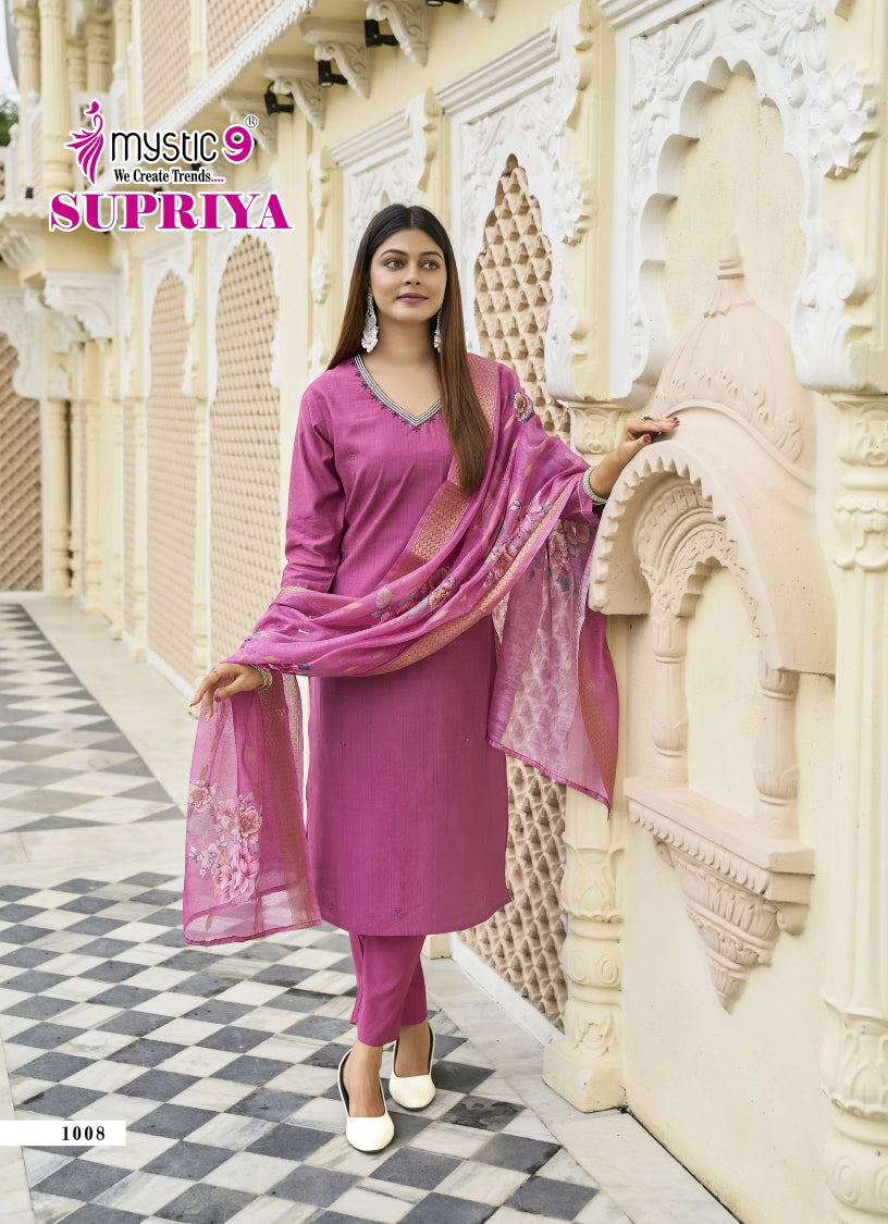 Supriya Vol 1 Mystic 9 Vertican Readymade Pant Style Suits Wholesaler