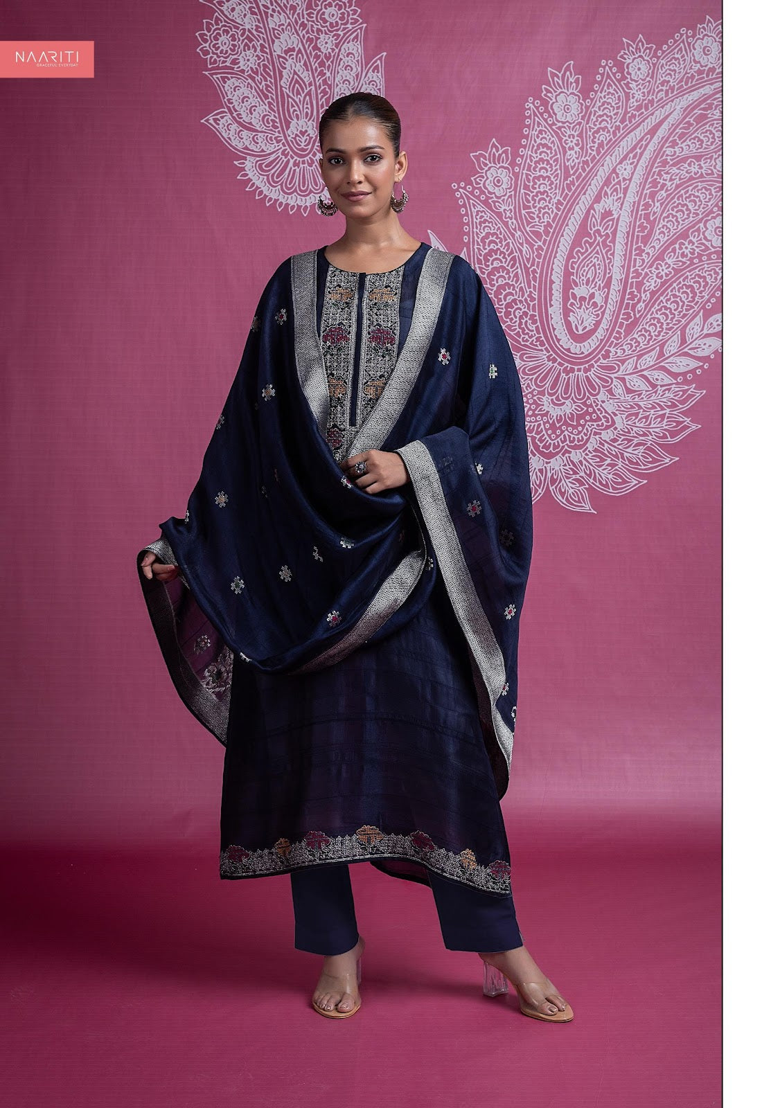 Suqrit Bright Naariti Tusser Pant Style Suits Manufacturer Ahmedabad