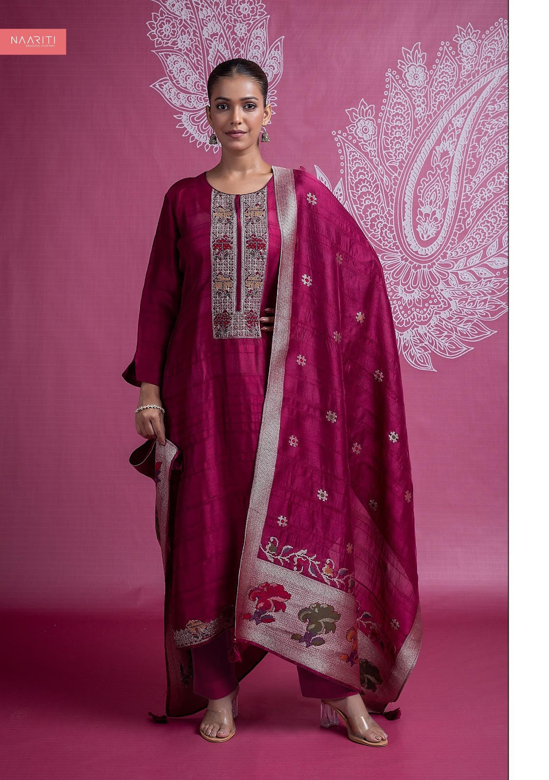 Suqrit Bright Naariti Tusser Pant Style Suits Manufacturer Ahmedabad
