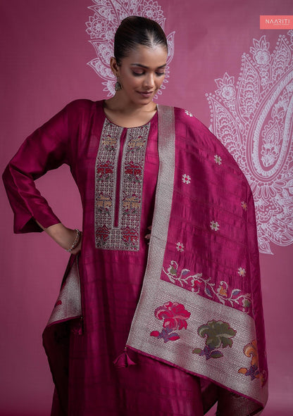 Suqrit Bright Naariti Tusser Pant Style Suits Manufacturer Ahmedabad
