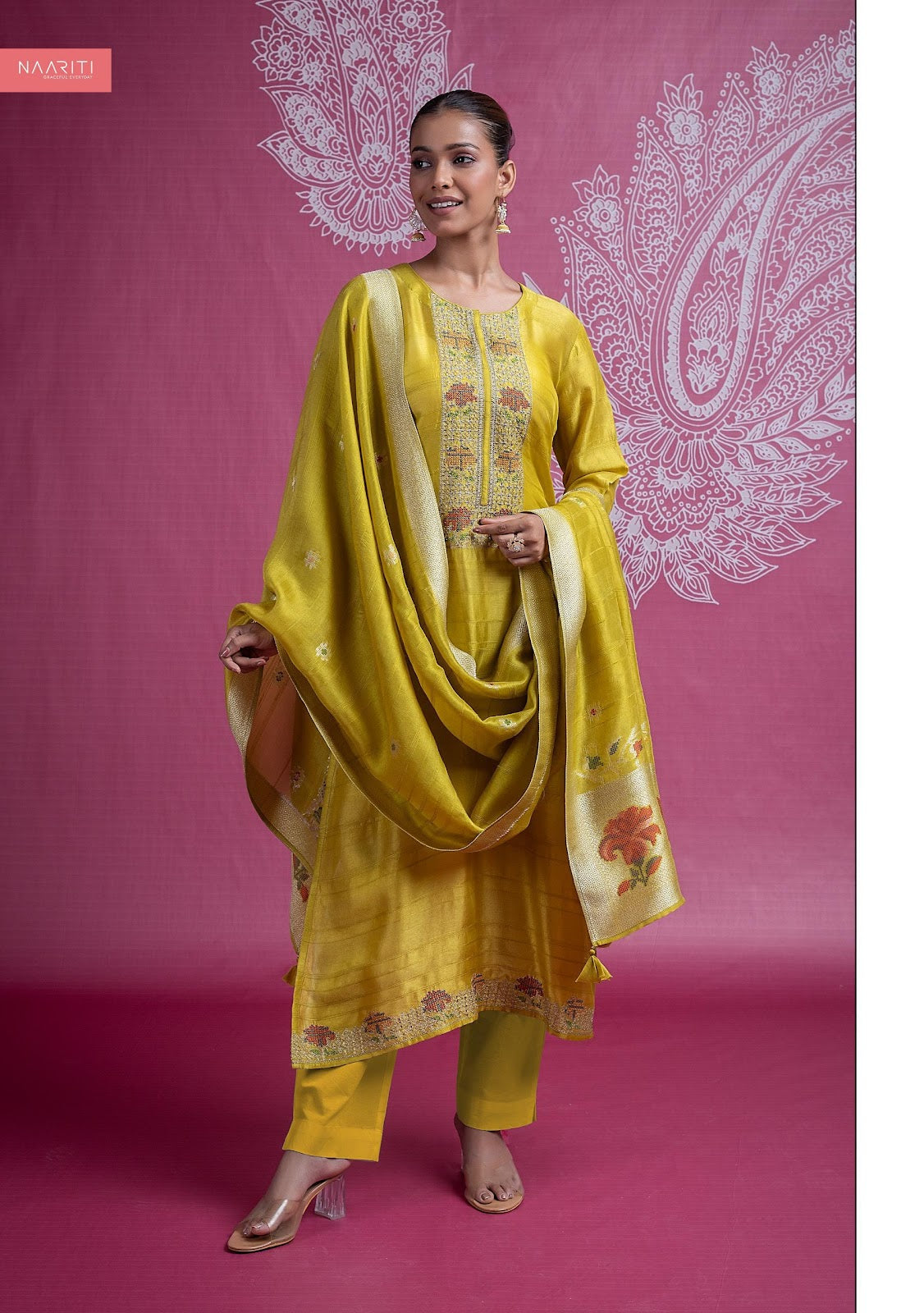 Suqrit Bright Naariti Tusser Pant Style Suits Manufacturer Ahmedabad