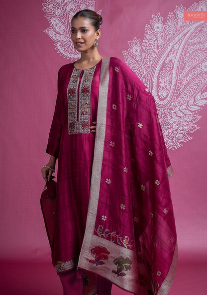 Suqrit Bright Naariti Tusser Pant Style Suits Manufacturer Ahmedabad