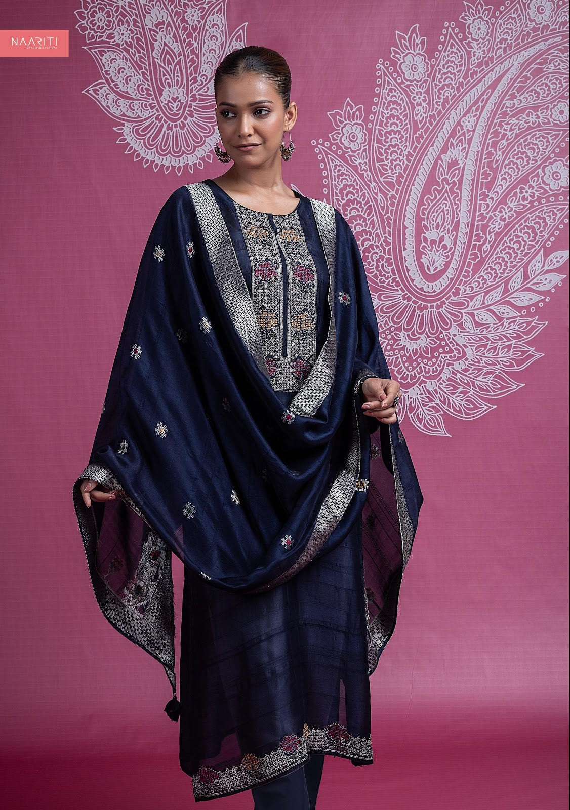 Suqrit Bright Naariti Tusser Pant Style Suits Manufacturer Ahmedabad