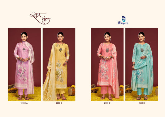 Sur Taal Sargam Prints Pure Lawn Pant Style Suits Wholesaler