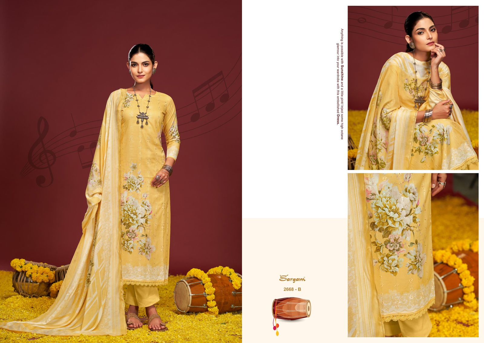 Sur Taal Sargam Prints Pure Lawn Pant Style Suits Wholesaler