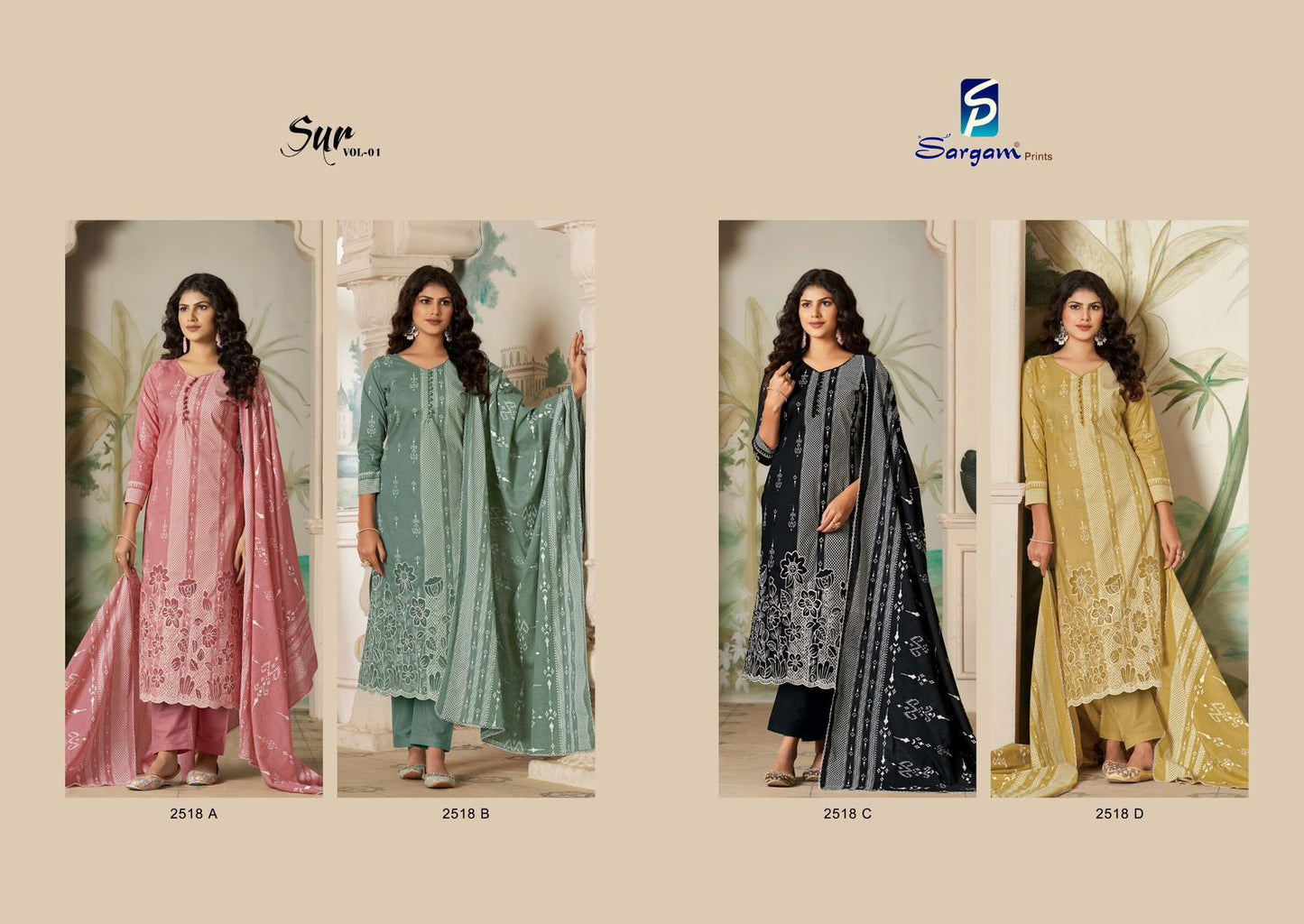 Sur Vol 1 Sargam Prints Pure Cotton Plazzo Style Suits Exporter
