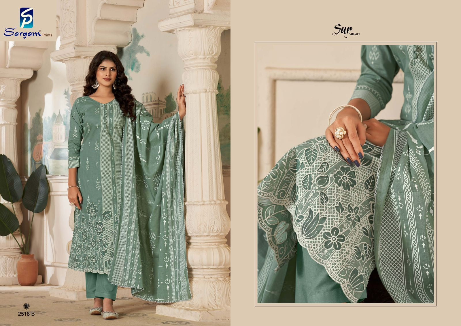 Sur Vol 1 Sargam Prints Pure Cotton Plazzo Style Suits Exporter