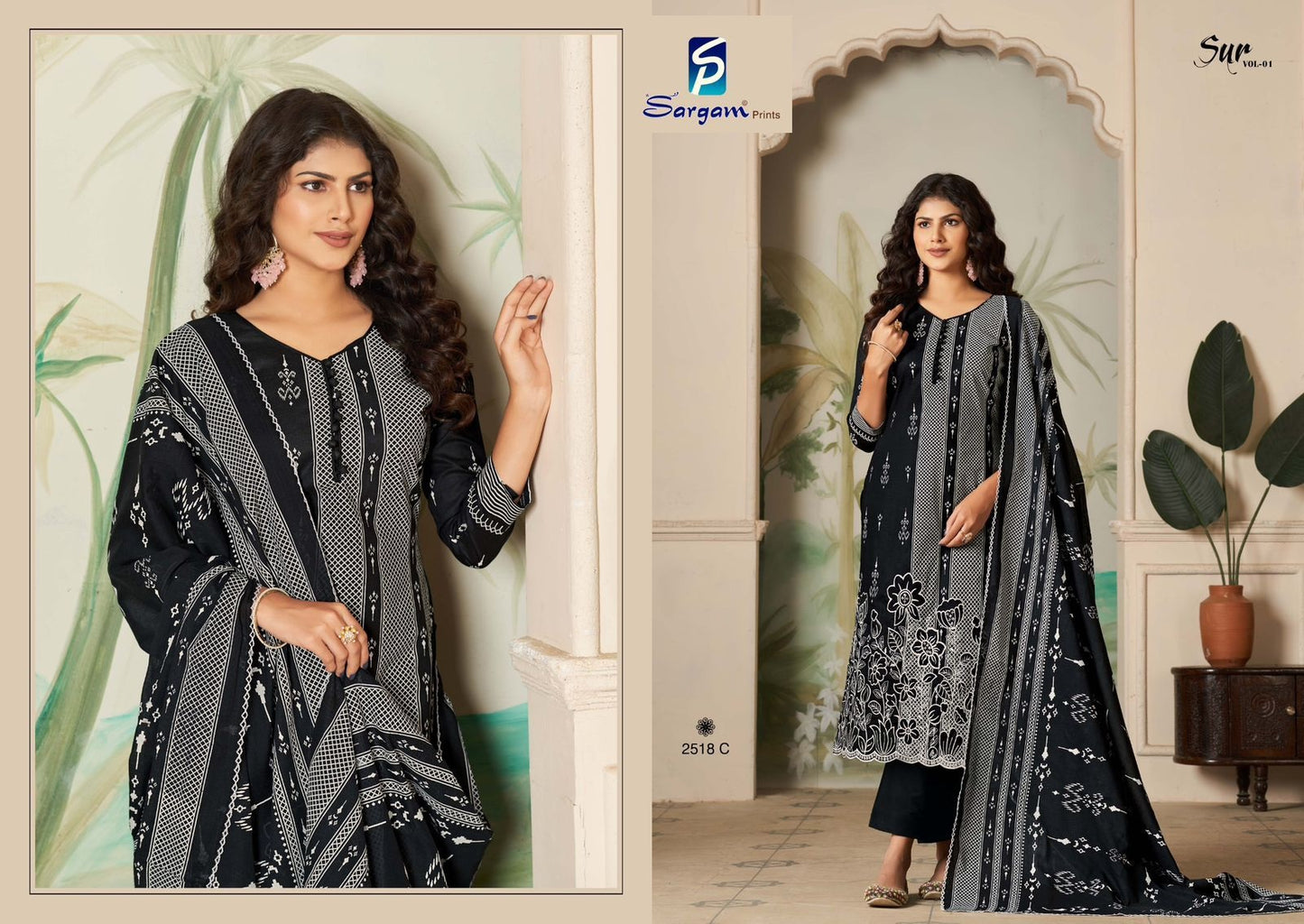 Sur Vol 1 Sargam Prints Pure Cotton Plazzo Style Suits Exporter