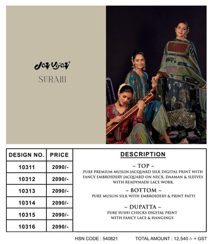 Surahi Jay Vijay Pure Muslin Pant Style Suits Supplier Gujarat