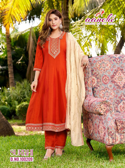 Surbhi Aanchi Vichitra Silk Readymade Anarkali Suits Wholesaler Gujarat