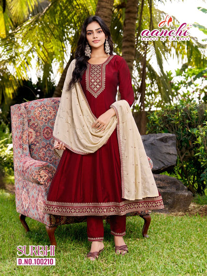 Surbhi Aanchi Vichitra Silk Readymade Anarkali Suits Wholesaler Gujarat