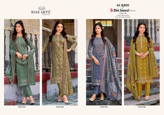 Surbhi Bin Saeed Hitlist Vol 20 Riaz Art Cotton Cambric Karachi Salwar Suits Exporter Gujarat