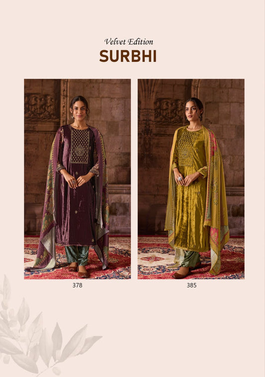 Surbhi Sahiba Viscose Velvet Suits Wholesaler Gujarat