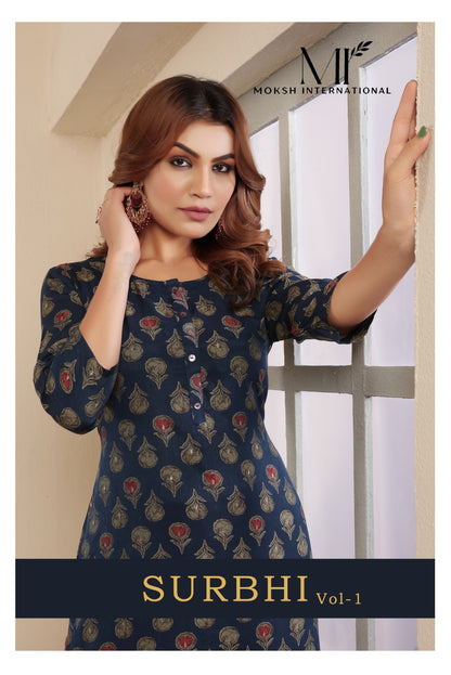 Surbhi Vol 1 5122-5123 Moksh Viscose Muslin Kurtis Supplier India