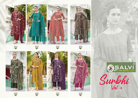 Surbhi Vol 4 Salvi Fashion Jam Silk Pant Style Suits Supplier