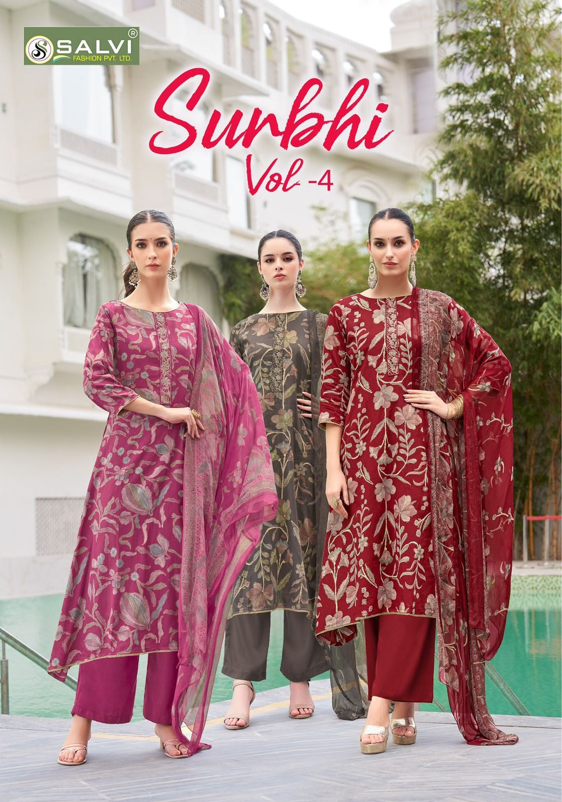Surbhi Vol 4 Salvi Fashion Jam Silk Pant Style Suits Supplier