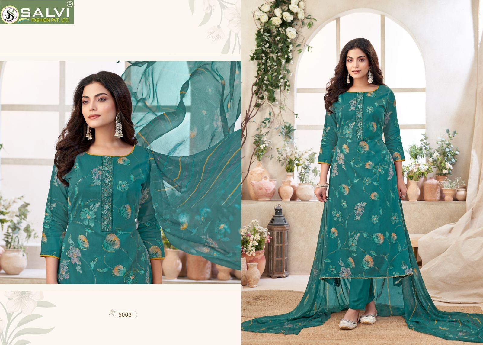 Surbhi Vol 5 Salvi Fashion Jam Silk Plazzo Style Suits Manufacturer Ahmedabad