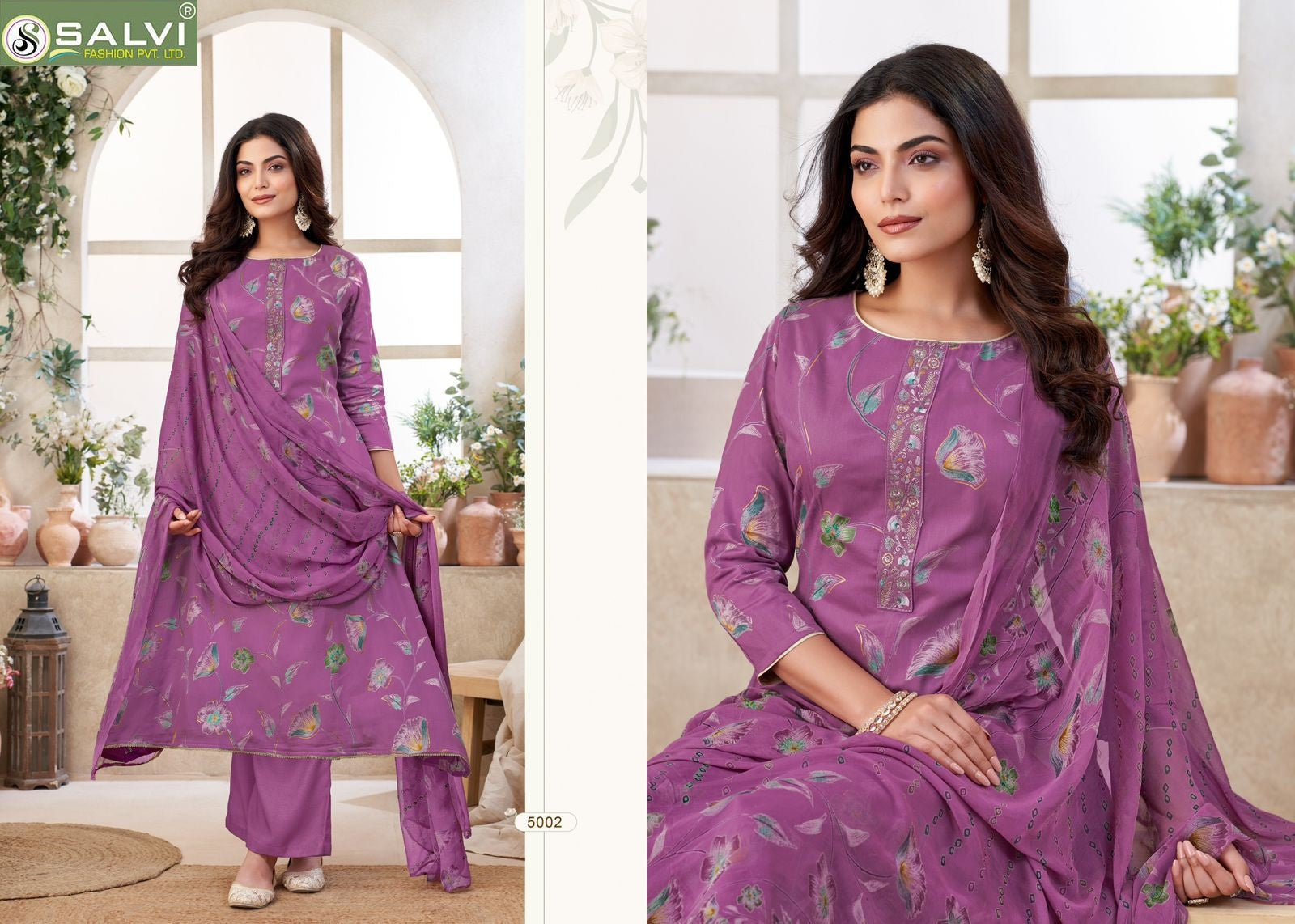Surbhi Vol 5 Salvi Fashion Jam Silk Plazzo Style Suits Manufacturer Ahmedabad