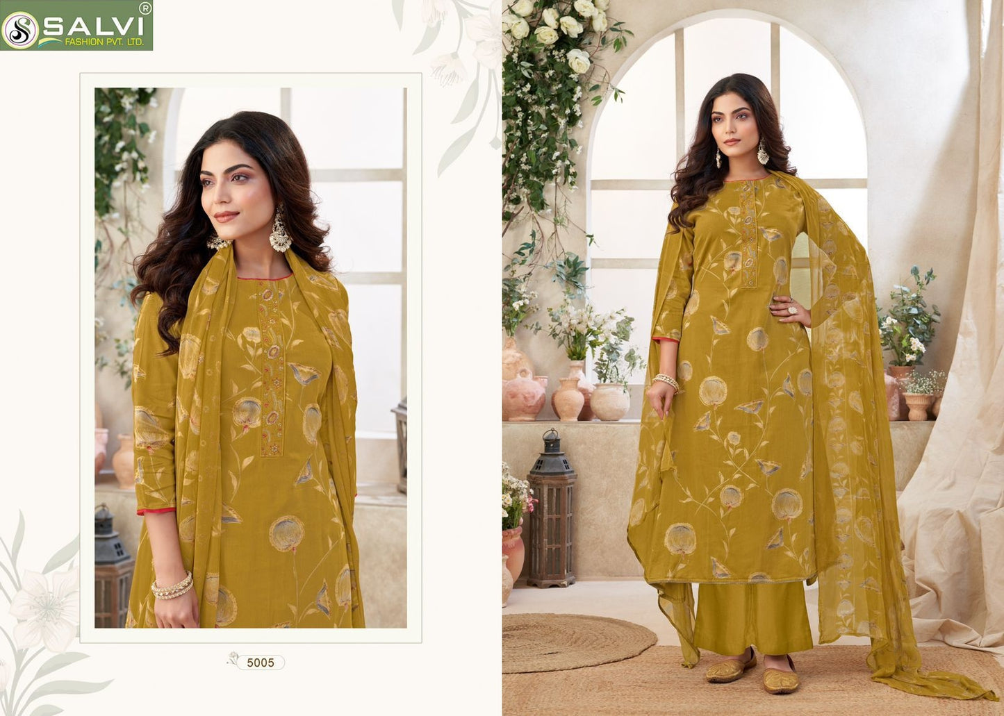 Surbhi Vol 5 Salvi Fashion Jam Silk Plazzo Style Suits Manufacturer Ahmedabad
