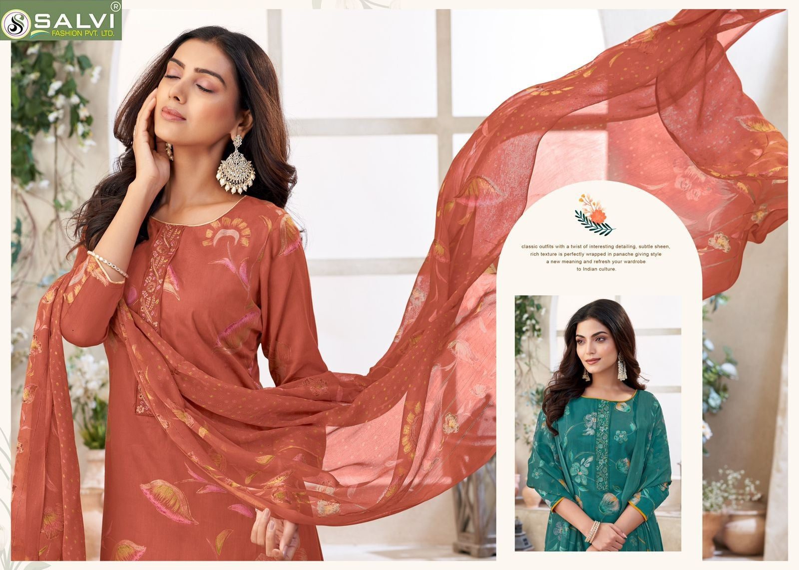 Surbhi Vol 5 Salvi Fashion Jam Silk Plazzo Style Suits Manufacturer Ahmedabad