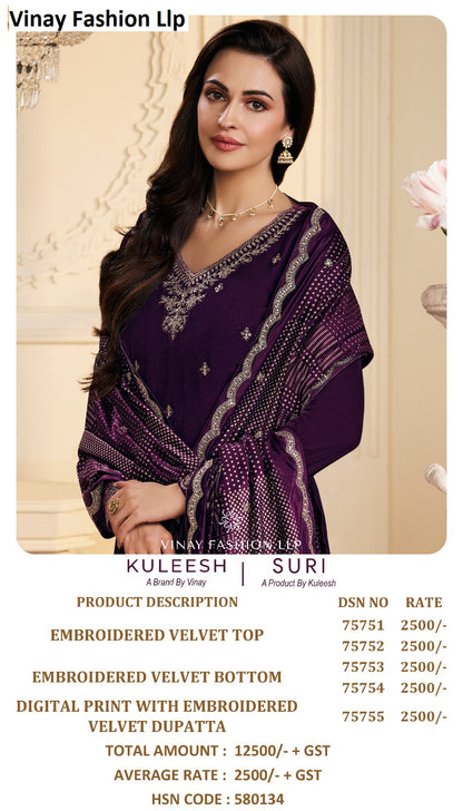 Suri Kuleesh Vinay Fashion Llp Velvet Suits Manufacturer
