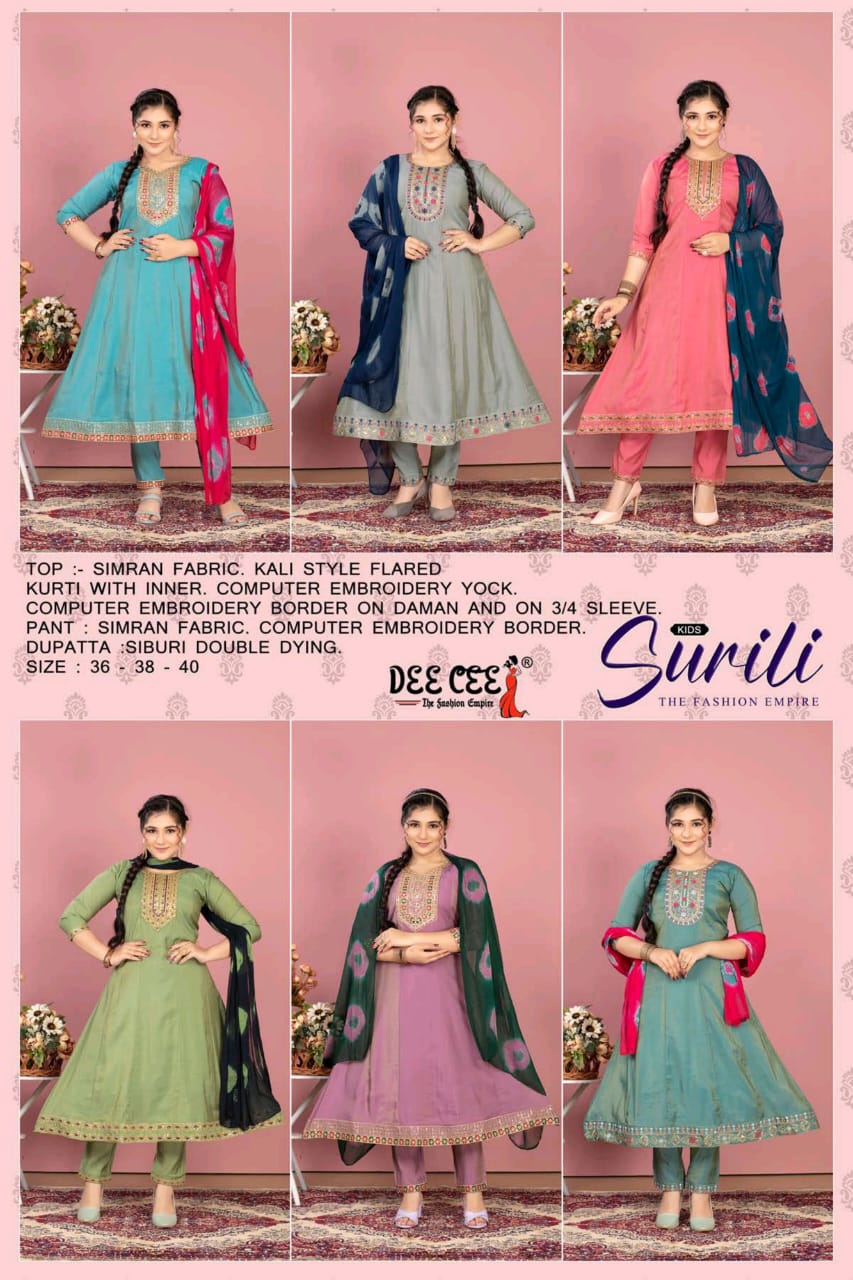 Surili Anarkali Deecee Girls Readymade Pant Suits Wholesale Price