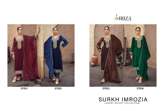 Surkh Imrozia Ibiza Viscose Velvet Suits Manufacturer Gujarat