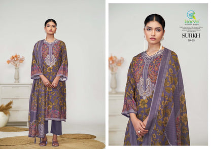 Surkh Karva Designer Studio Viscose Muslin Pant Style Suits Wholesale Price