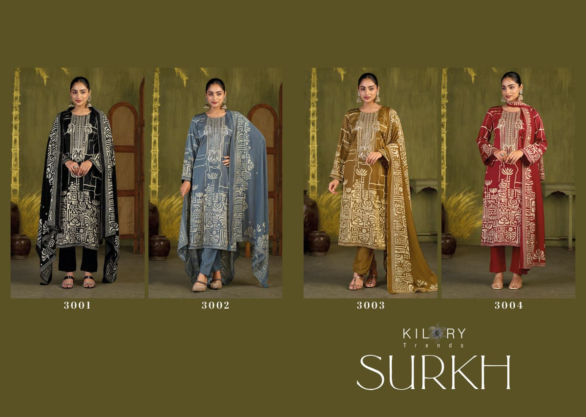 Surkh Kilory Gaji Silk Pant Style Suits Wholesale Price