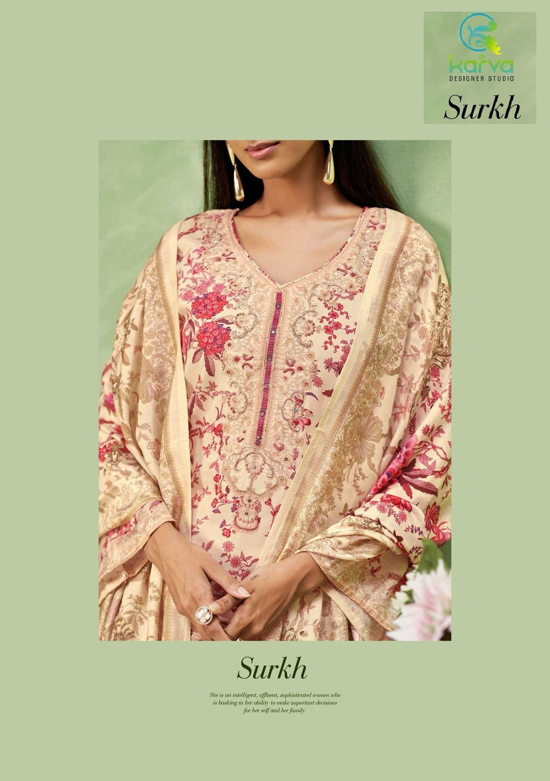 Surkh Vol 2 Karva Designer Studio Viscose Muslin Pant Style Suits Supplier India