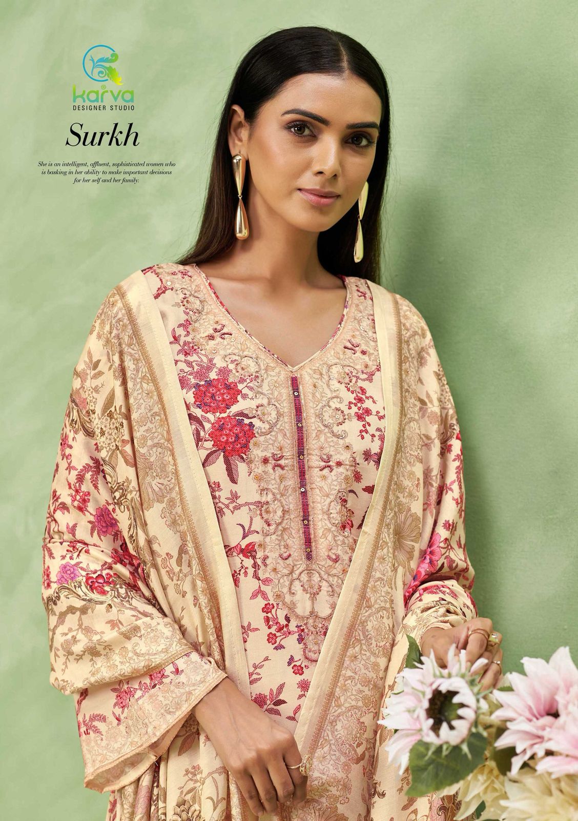 Surkh Vol 2 Karva Designer Studio Viscose Muslin Pant Style Suits Supplier India