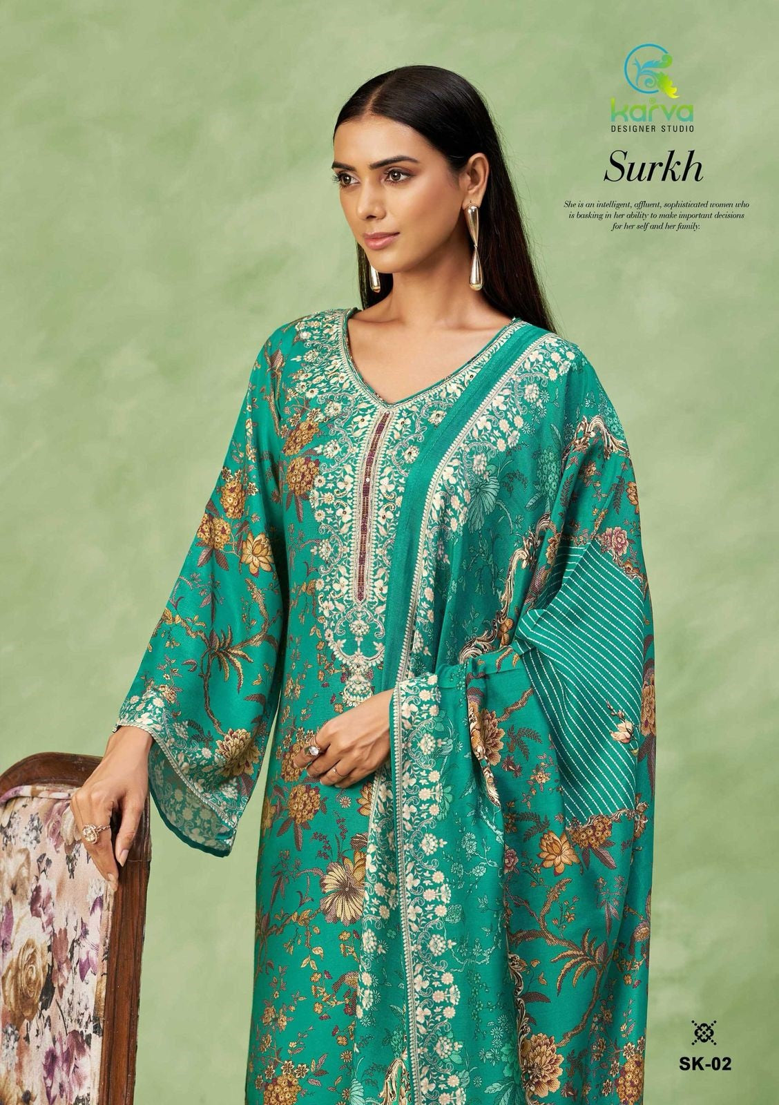 Surkh Vol 2 Karva Designer Studio Viscose Muslin Pant Style Suits Supplier India