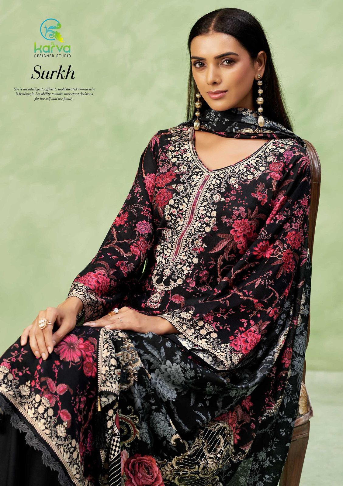 Surkh Vol 2 Karva Designer Studio Viscose Muslin Pant Style Suits Supplier India