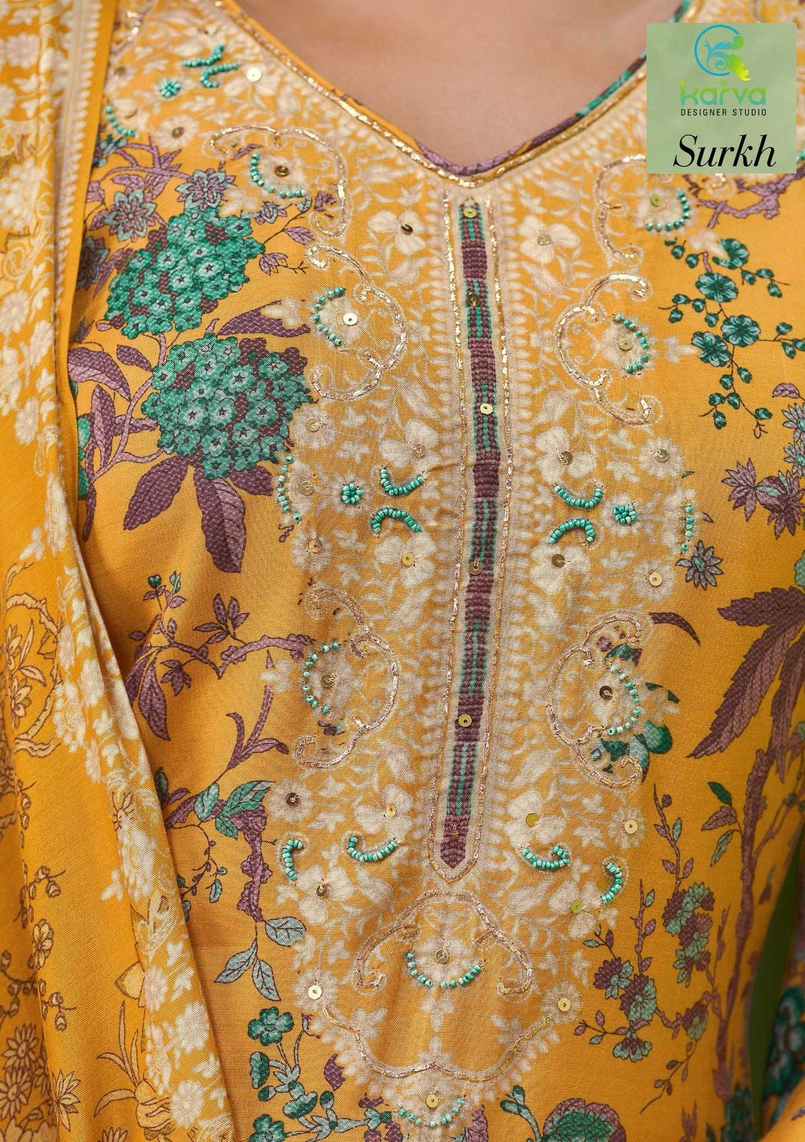 Surkh Vol 2 Karva Designer Studio Viscose Muslin Pant Style Suits Supplier India