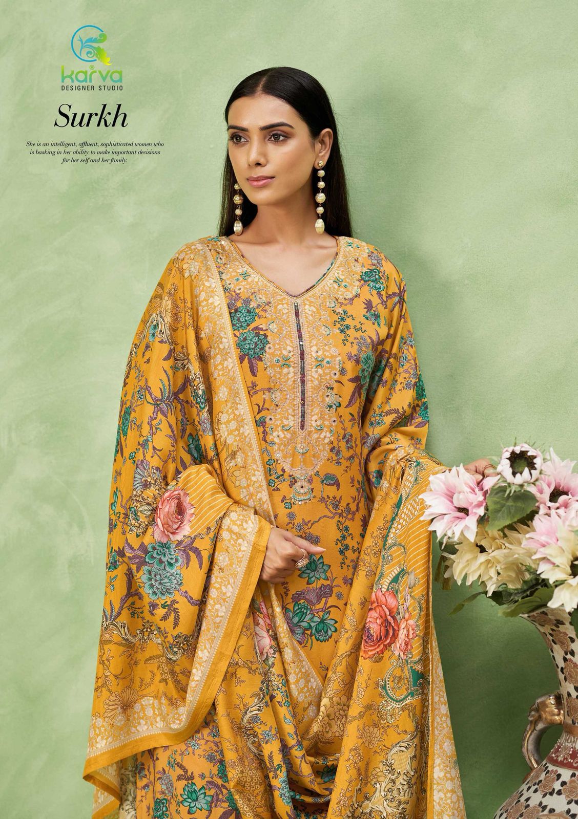 Surkh Vol 2 Karva Designer Studio Viscose Muslin Pant Style Suits Supplier India