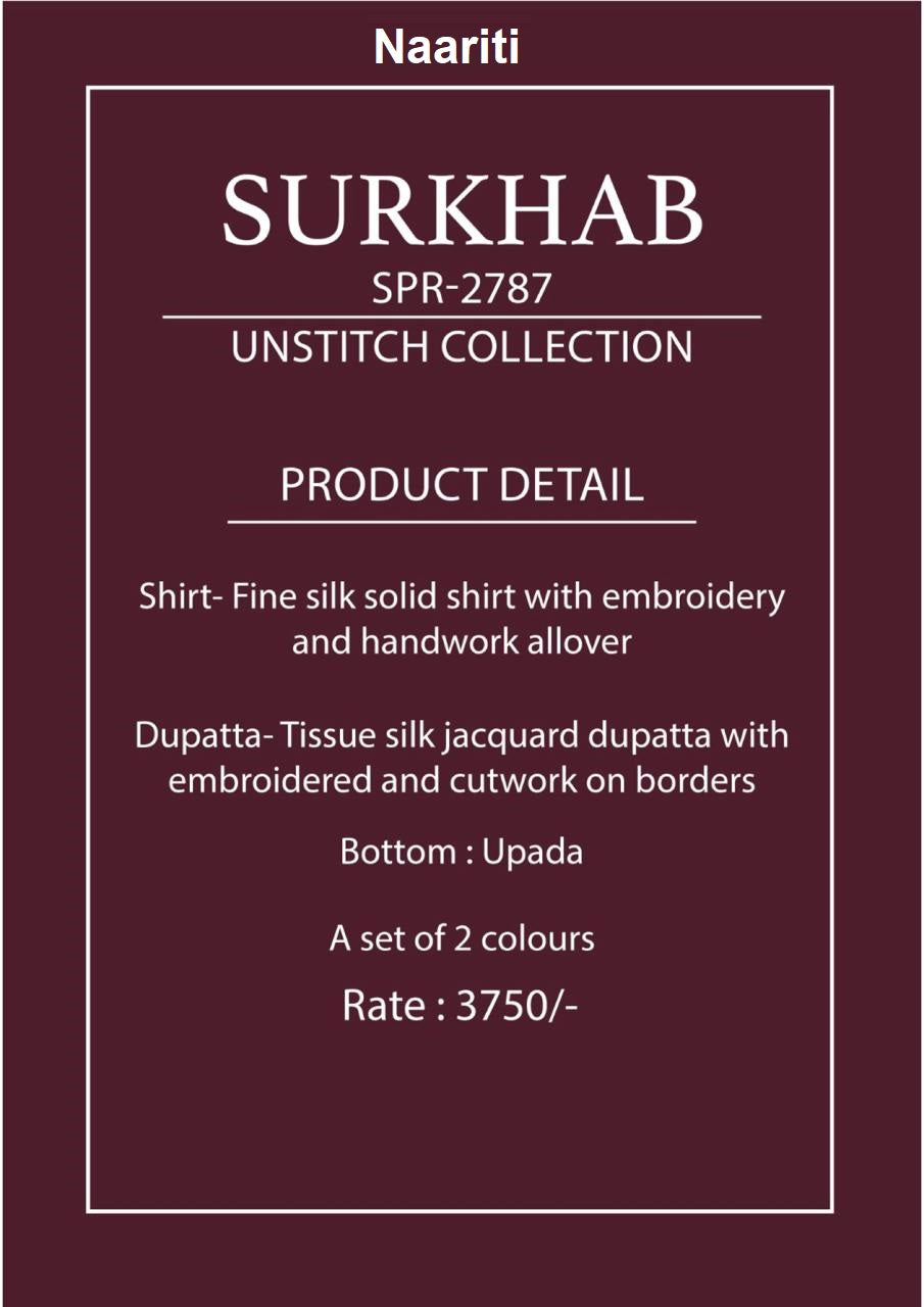 Surkhab 2787 Naariti Silk Pant Style Suits Manufacturer