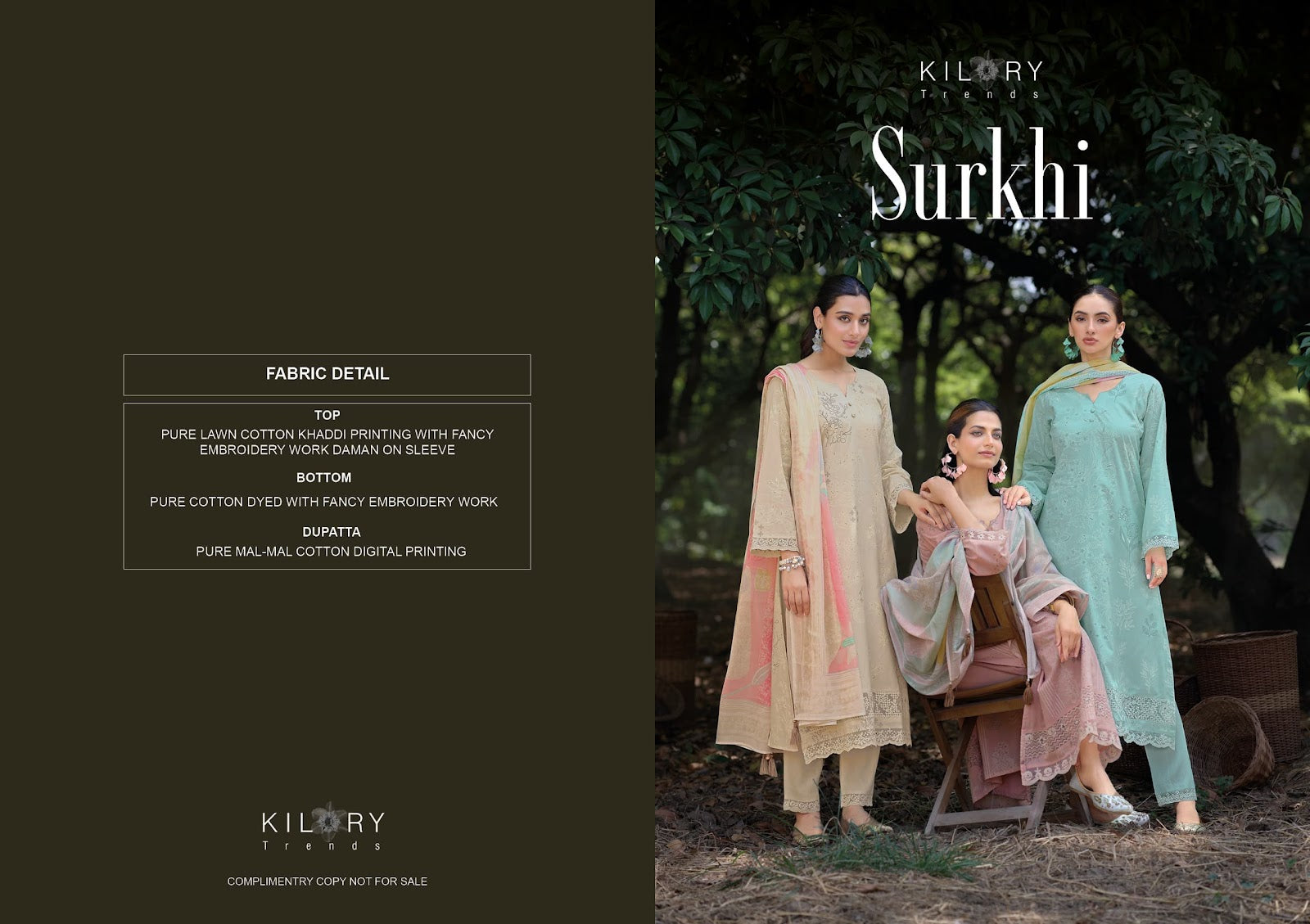 Surkhi Kilory Pure Lawn Pant Style Suits Exporter India