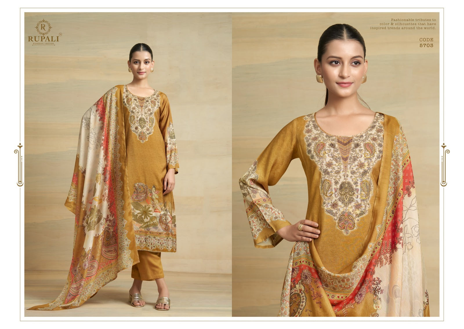 Surkhi Rupali Viscose Muslin Pant Style Suits Supplier Gujarat