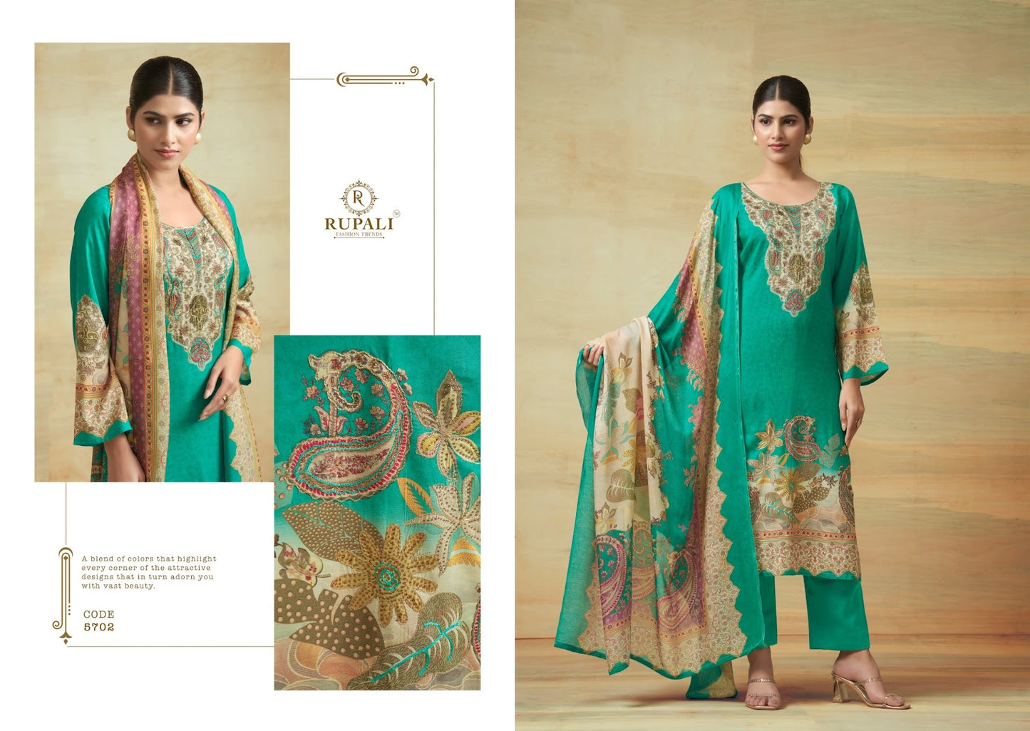 Surkhi Rupali Viscose Muslin Pant Style Suits Supplier Gujarat