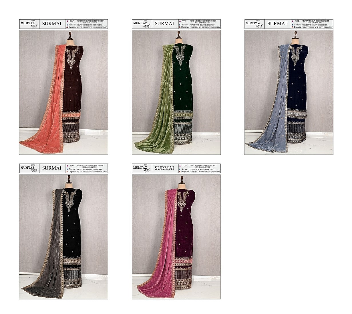 Surmai Mumtaz Arts Velvet Suits Supplier Ahmedabad