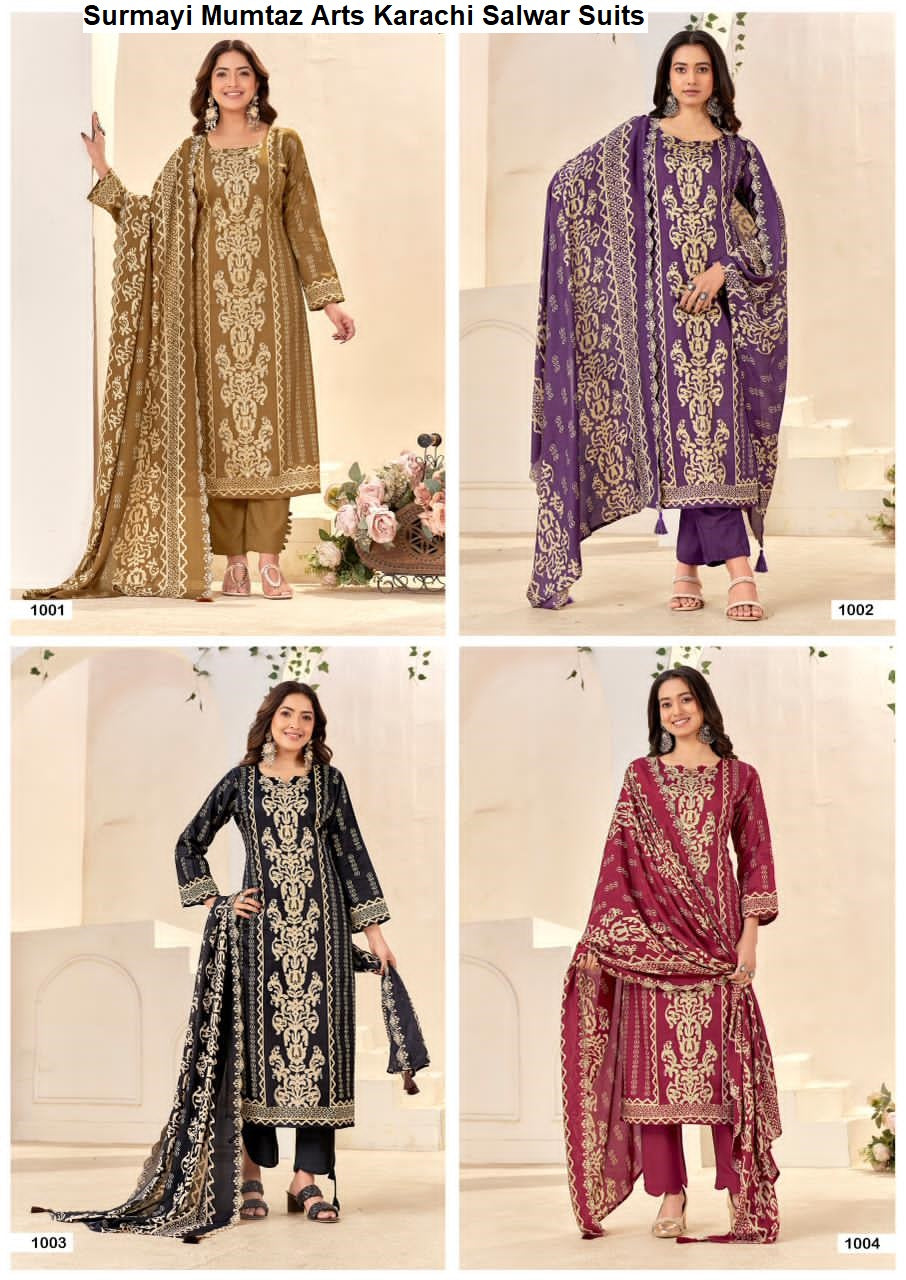 Surmayi Mumtaz Arts Viscose Karachi Salwar Suits Supplier Gujarat