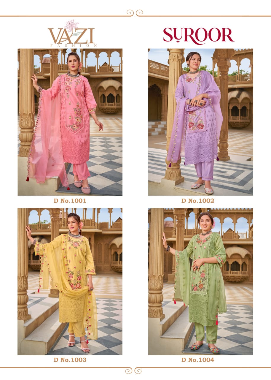 Suroor Vazi Fashion Chanderi Readymade Pant Style Suits Wholesale