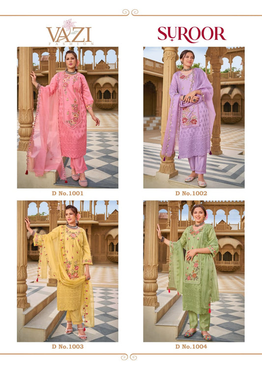 Suroor Vazi Fashion Chanderi Readymade Pant Style Suits Wholesale