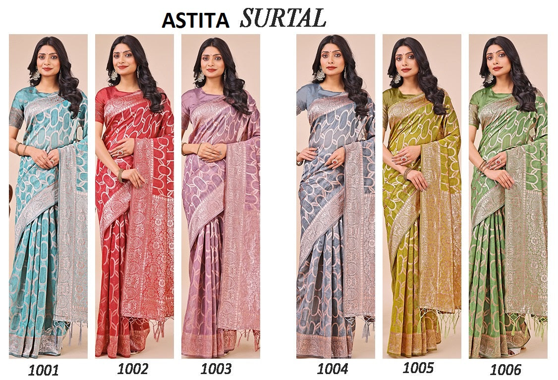 Surtal 1001-1007 Astita Linen Cotton Sarees Exporter