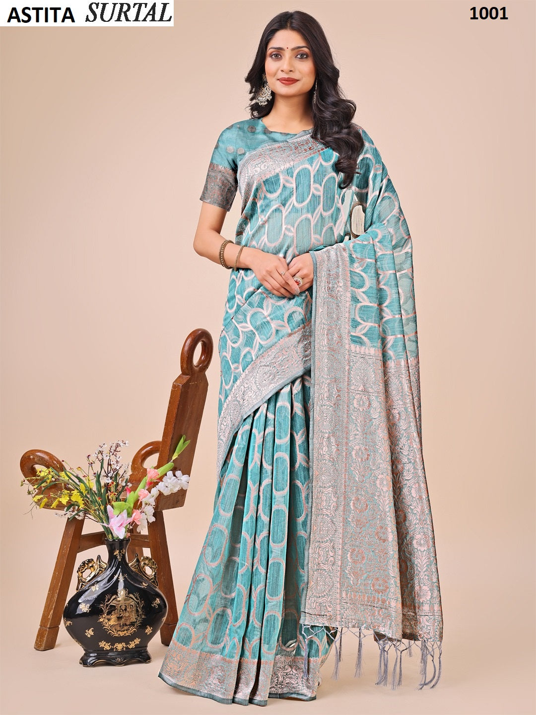 Surtal 1001-1007 Astita Linen Cotton Sarees Exporter