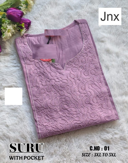 Suru White 011225 Jnx Vertican Plus Size Kurtis Wholesale Rate