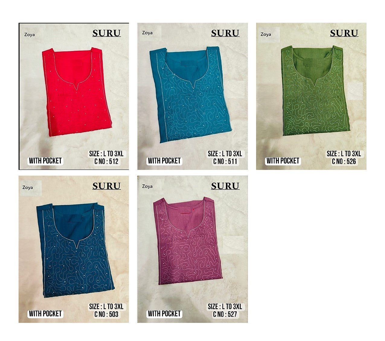 Suru Zoya Vertican Kurti With Pocket Wholesale Price