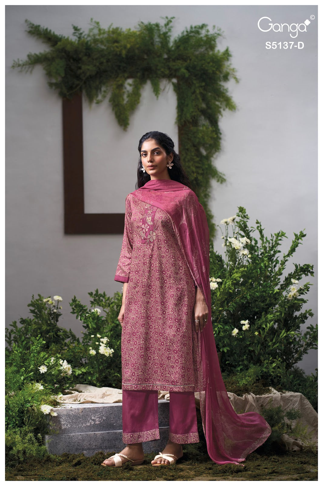 Surveen S5137 Ganga Cotton Satin Pant Style Suits Manufacturer Ahmedabad