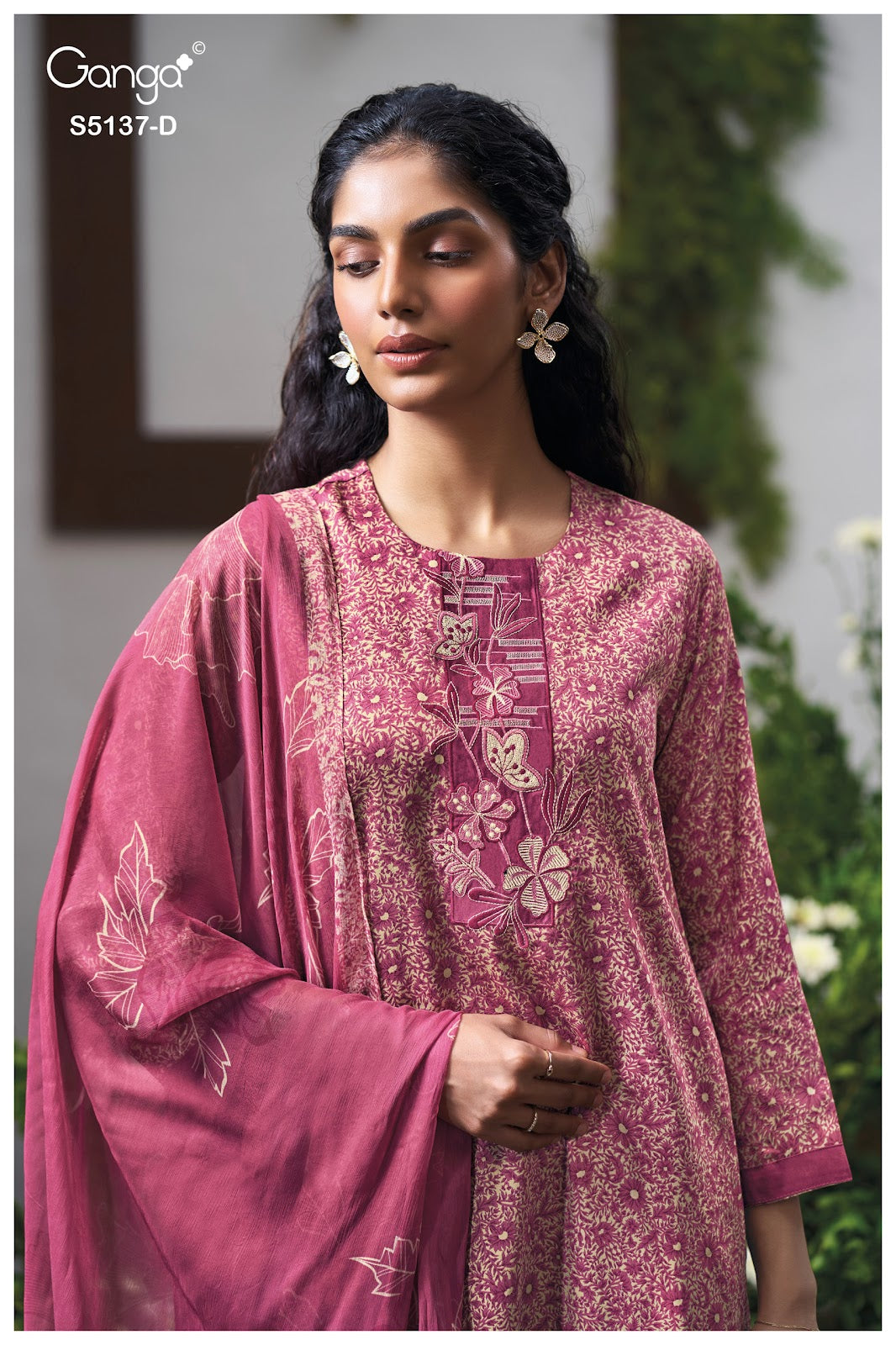 Surveen S5137 Ganga Cotton Satin Pant Style Suits Manufacturer Ahmedabad