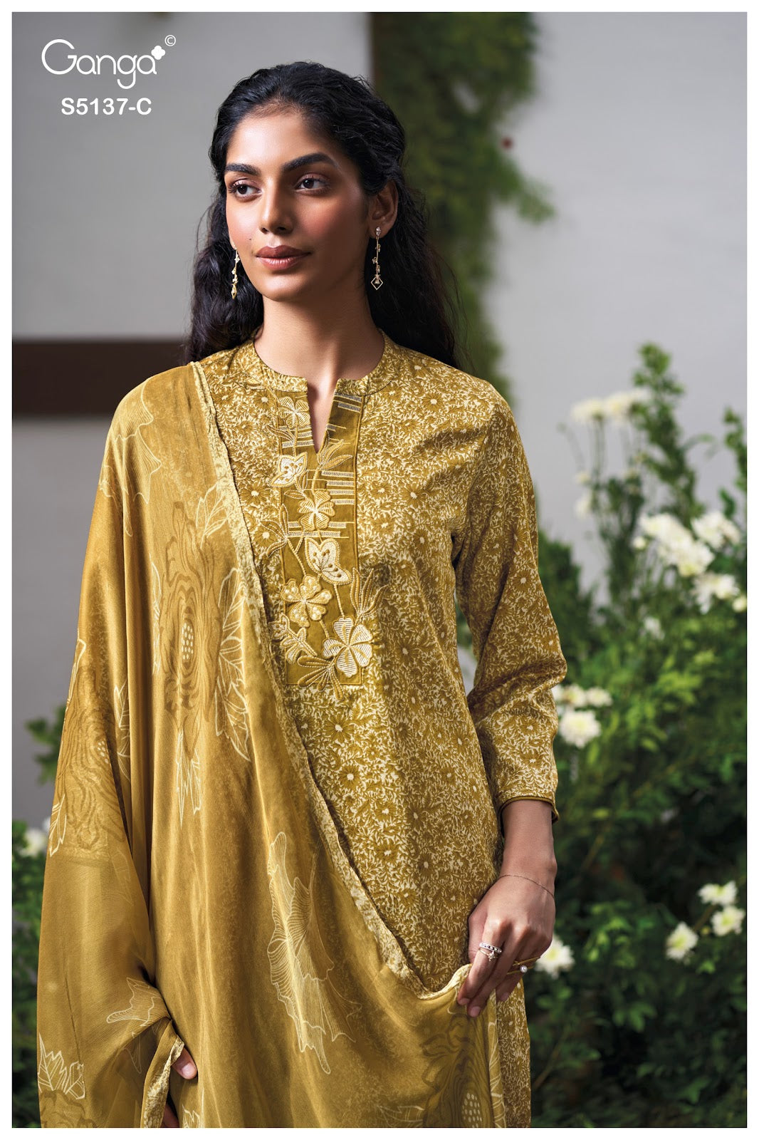 Surveen S5137 Ganga Cotton Satin Pant Style Suits Manufacturer Ahmedabad